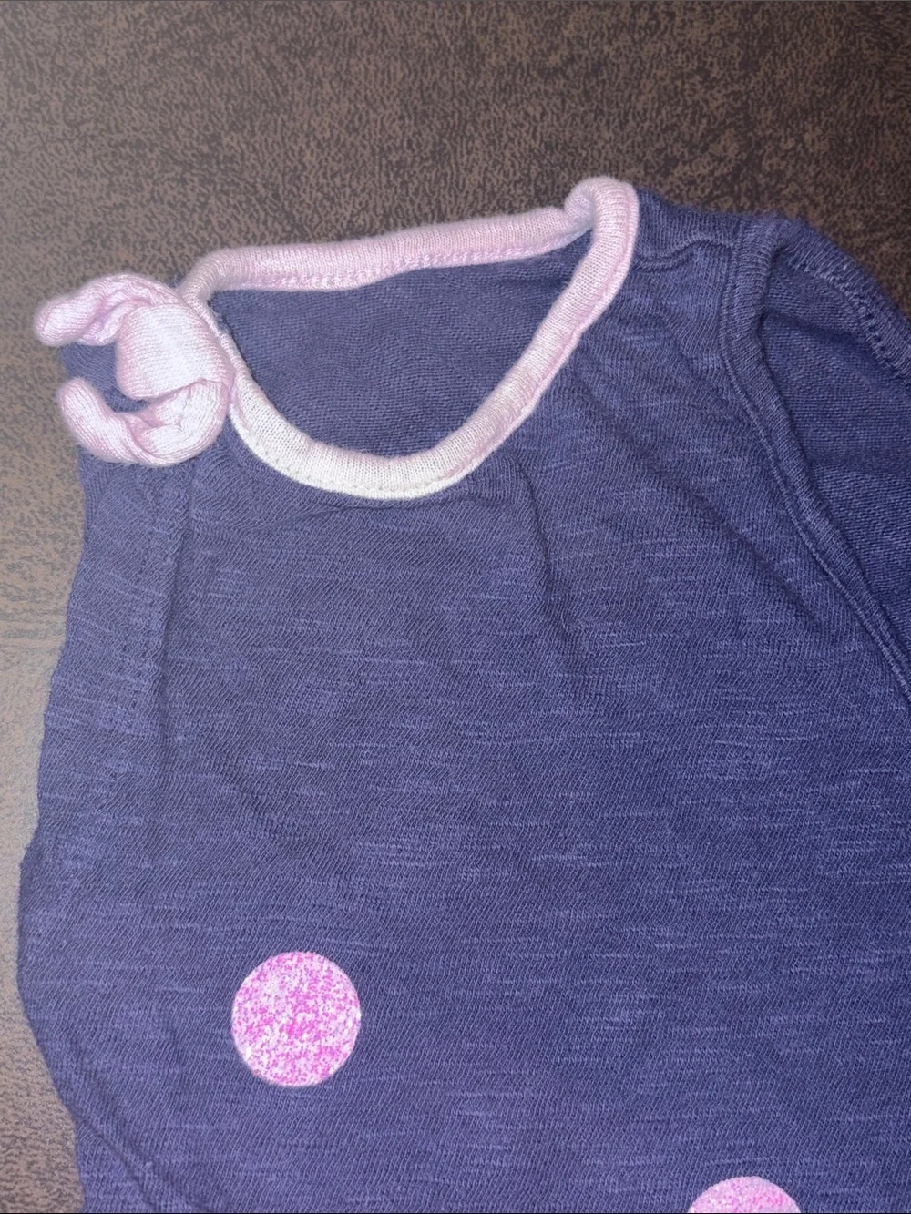 Justice Navy Tank Top with Light Pink Glitter Polka Dots